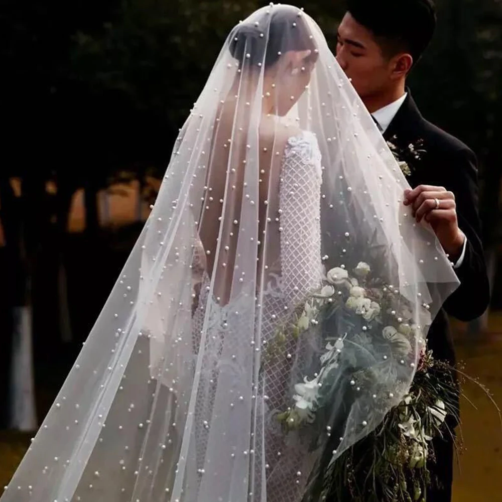 21 New Tulle Pearls One Layer Bridal Veil 1 5 Meter Bridal Veil Of Bride Fashion Wedding Accessories Bridal Veils Aliexpress