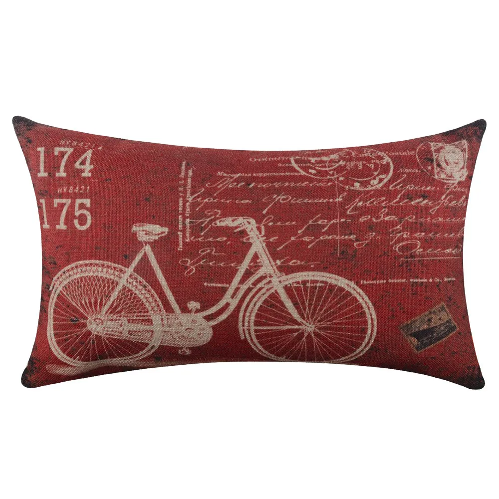 Bicycle Printed Linen Pillow Case Square Home Decor Throw Flax Room Decorative Accessories Velvet Cushion Cover Dropshipping | Дом и сад