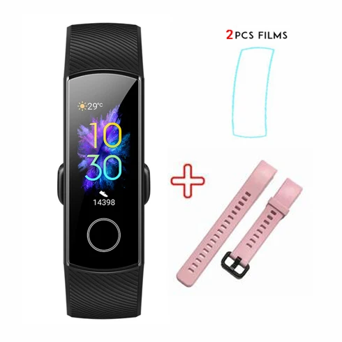 black-pink-film Смарт-браслет huawei Honor Band 5 Oximeter с сенсорным экраном Magic color swim Detect Heart Rate Sleep Nap Honor Band5 - Цвет: black-pink-film