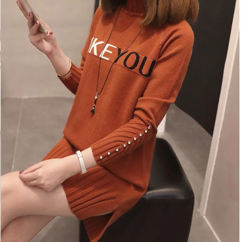 Caramel color Дешевая осенний зимний Женский Модный повседневный Теплый красивый свитер BP140 - Цвет: Caramel color