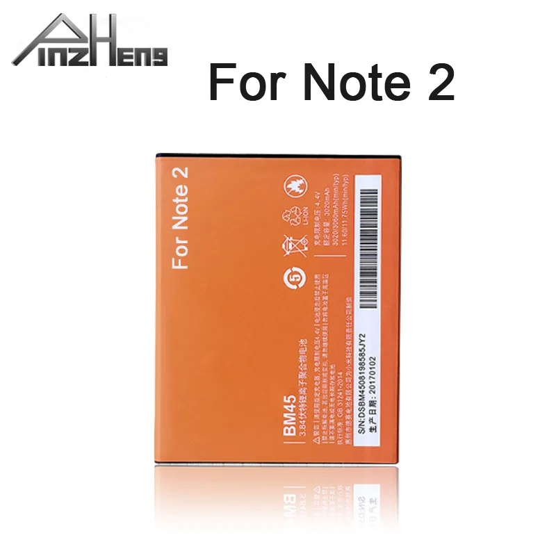 

2019 New PINZHENG Note 2 Original Mobile Phone Battery For Xiaomi Mi RedMi Note 2 High Quality Replacement Battery With Gift