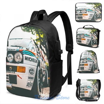 

Lancia Delta HF Integrale - Martini Racing USB Charge Backpack men School bags Women bag Travel laptop bag