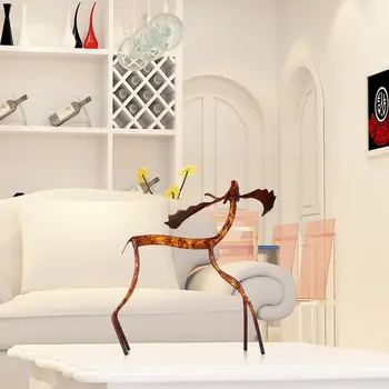 

New Art Bow Head Moose Metal Animal Sculpture Iron Sculpture Office Home Decoration Crafts Lovely Birthday Gift Table Ornament