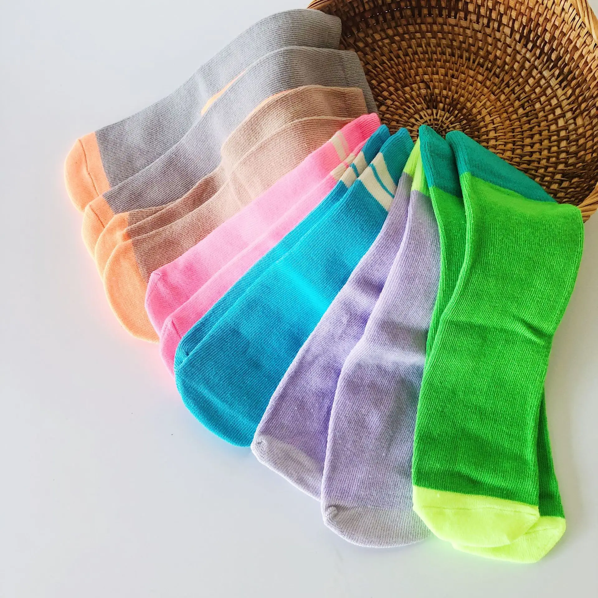 Children Fluorescent Contrast Color Socks for Baby Girls Elestic Soft Toddler Kids Girls Socks Baby Accessoris 2 pcs kids sets