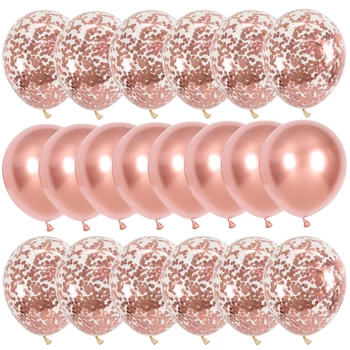 20 шт 12 дюймов розовые и золотые воздушные шары конфетти хромированный шар декорации для дня рождения Свадебные украшения Новогодний Декор ...