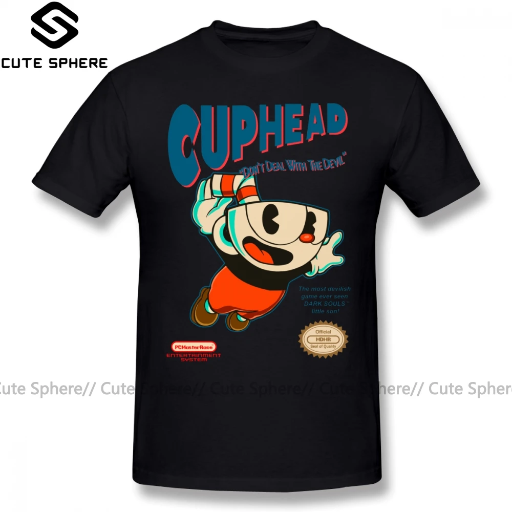 Cuphead Футболка супер Cuphead Футболка мужская большая футболка с коротким рукавом Повседневная забавная 100 хлопковая графическая футболка