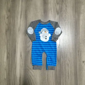 

baby kids clothes baby boys winter romper infant toddler romper snowman embroidered romper baby stripe blue romper wholesale