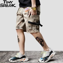 Лето, мужские шорты Харадзюку, хип-хоп, Карго, короткие, камуфляжная уличная одежда, камуфляжные, короткие, для бега, много карманов, хлопок, на каждый день