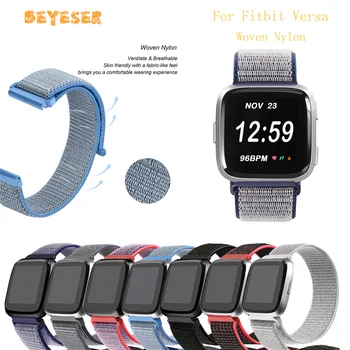 

Soft Woven Nylon Sport Strap For Fitbit Versa wristband Replacement bracelet Smart watch accessories Watchband Leisure stripe