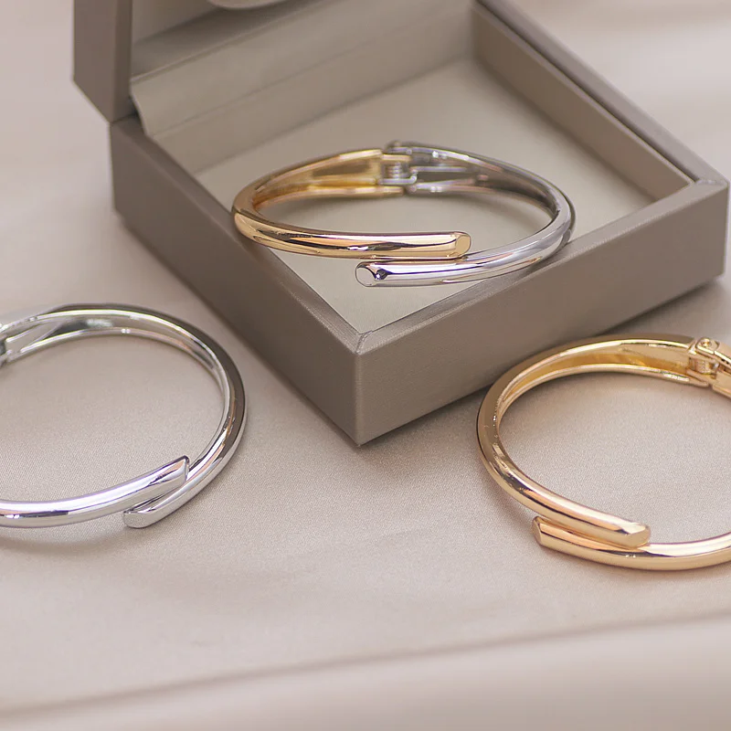 Bangle Bracelet Trendy Simple Jewelry Geometry Round Metal Open Bangles Bracelets Punk Gold Color for Women Girls Gift