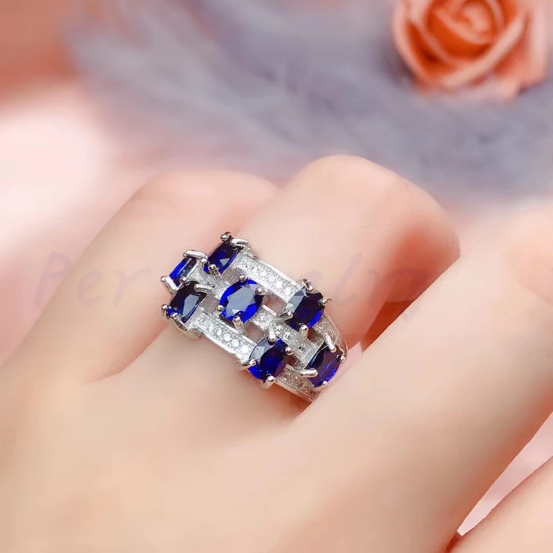 Натуральное Аутентичное кольцо с синим сапфиром 925 серебро 0.35ct* 7 шт драгоценных камней ручной работы мужчин или женщин ювелирные изделия# R991205