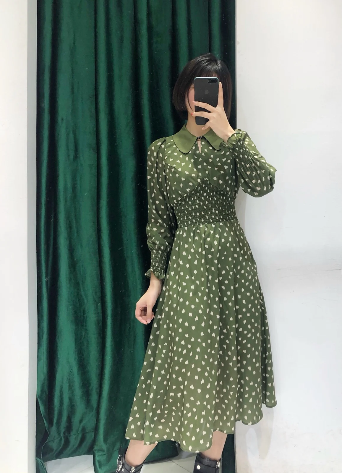 #^Special Price Vrouwen Mode 2020 Lente Jurk Dot Print Lange Mouwen Peter Pan Kraag Elastische Hoge Taille Koreaanse Jurken Zwart Bruin Groen #^Special Price Vrouwen Mode 2020 Lente Jurk Dot Print Lange Mouwen Peter Pan Kraag Elastische Hoge Taille Koreaanse Jurken Zwart Bruin Groen