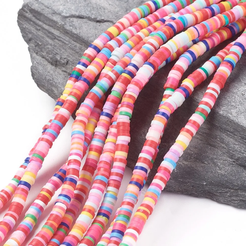 Flat Clay Beads Suitable for Jewelry Making Disc Beads Rainbow Rubber Beads DIY Craft Bracelet, Girl's, Size: One Size