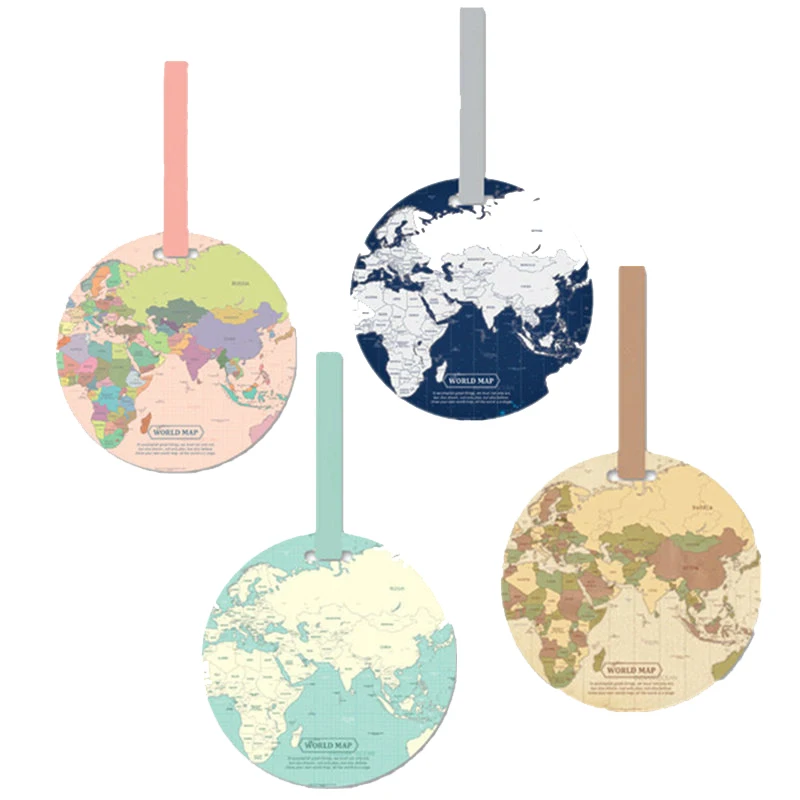 Map luggage tag ladies travel bag label silicone travel accessories address box luggage boarding pass portable baggage sorter