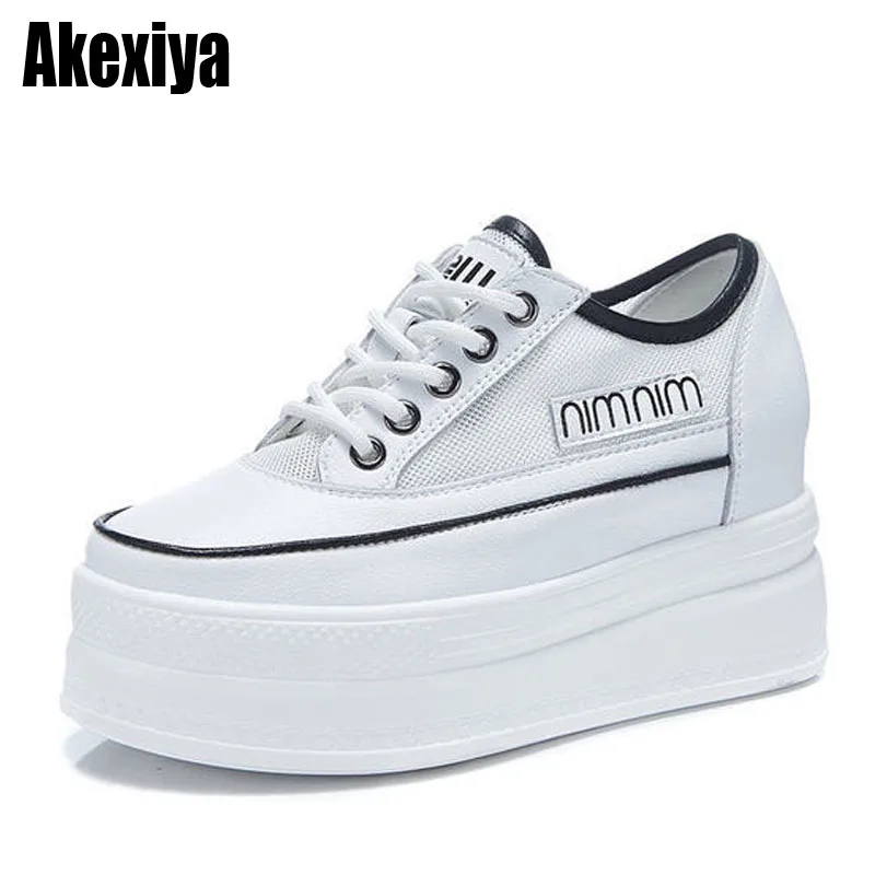 

High Thick Heel Platform Flats Women Casual Shoes Genuine Leather Soft High Quality Casual Shoe Sneakers BC2985