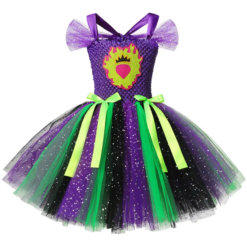 YOFEEL потомки 3 платье-пачка Evie Mal костюмы для девочек Tull блестками маскарадная Одежда Дети Хэллоуин Рождество праздничное платье
