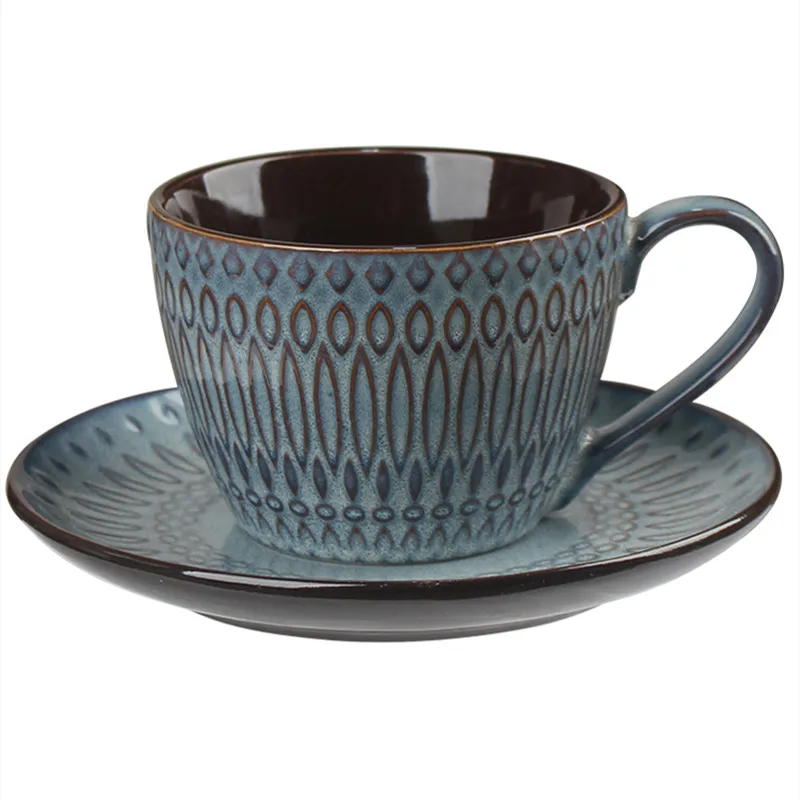 

Ceramic Coffee Mug With Saucer Retro Latte Coffee Cup With Plate Breakfast Milk Cup Home Decor