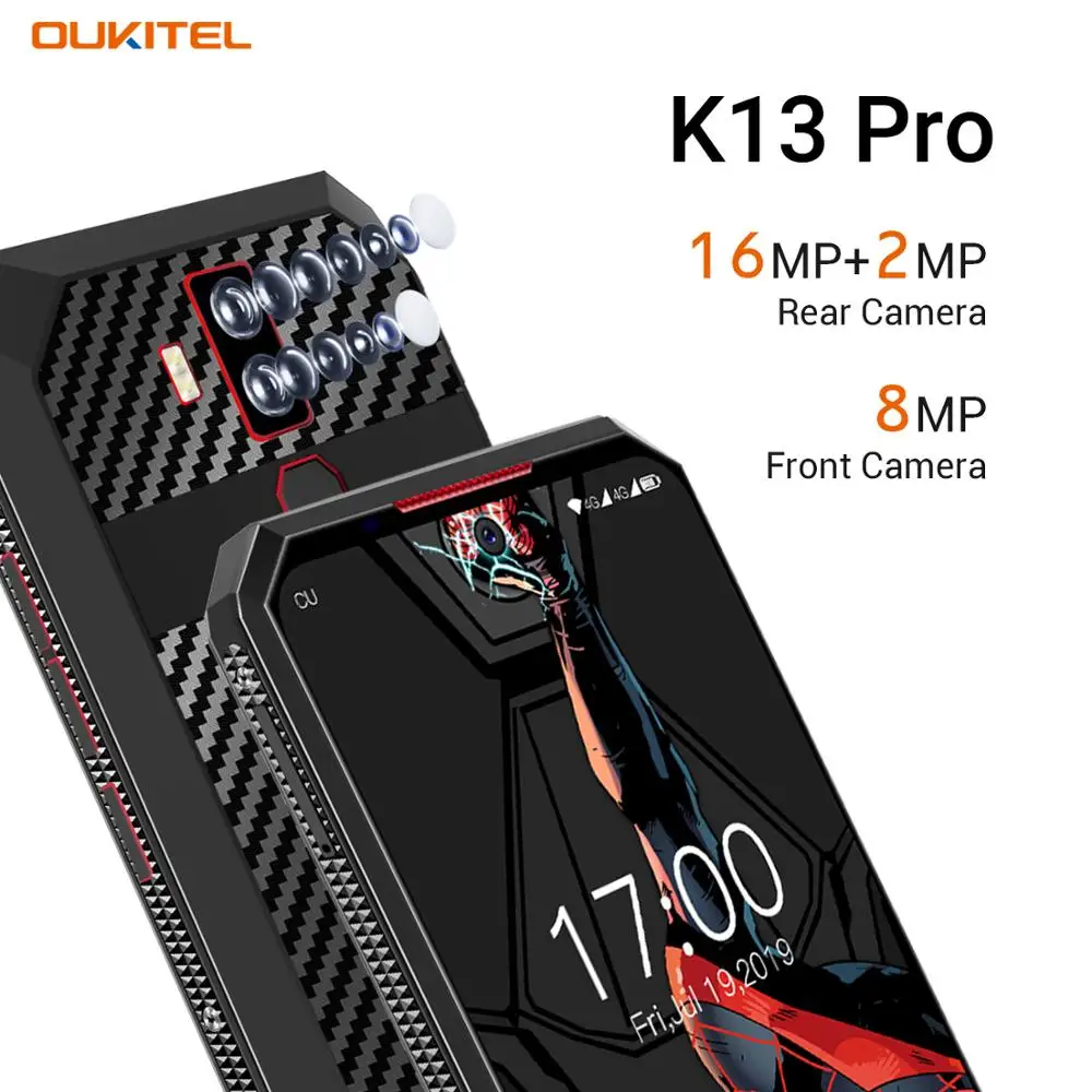 OUKITEL K13 Pro Android 9,0 6,41 дюймов 19,5: 9 4GB 64GB 720*1560 смартфон 11000 мАч отпечатков пальцев 5 V/6A ОТА мобильного телефона
