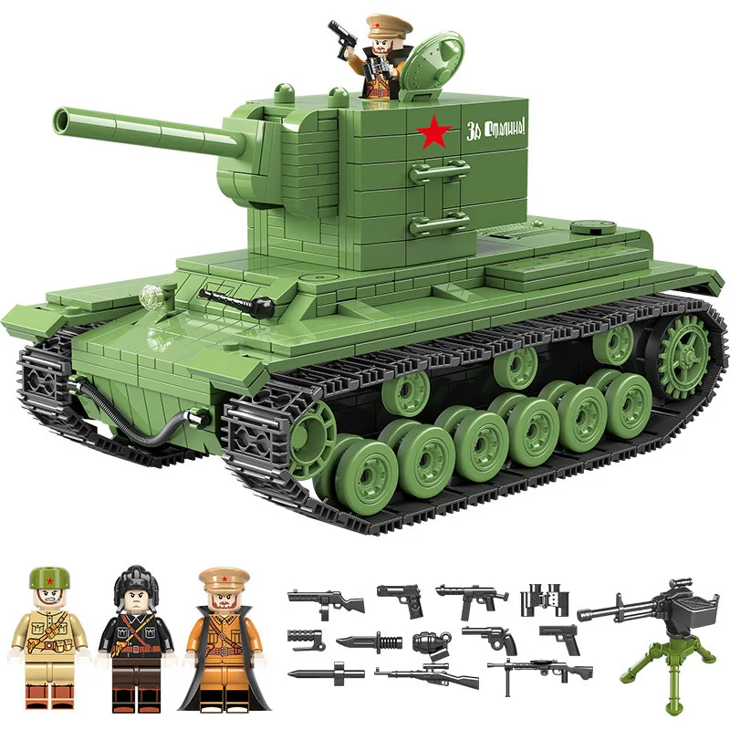 818 шт. WW2 классическое оружие Военная Советская Россия Kv-2 тяжелый танк строительные блоки город Ww2 солдат оружие Кирпичи игрушки для мальчика