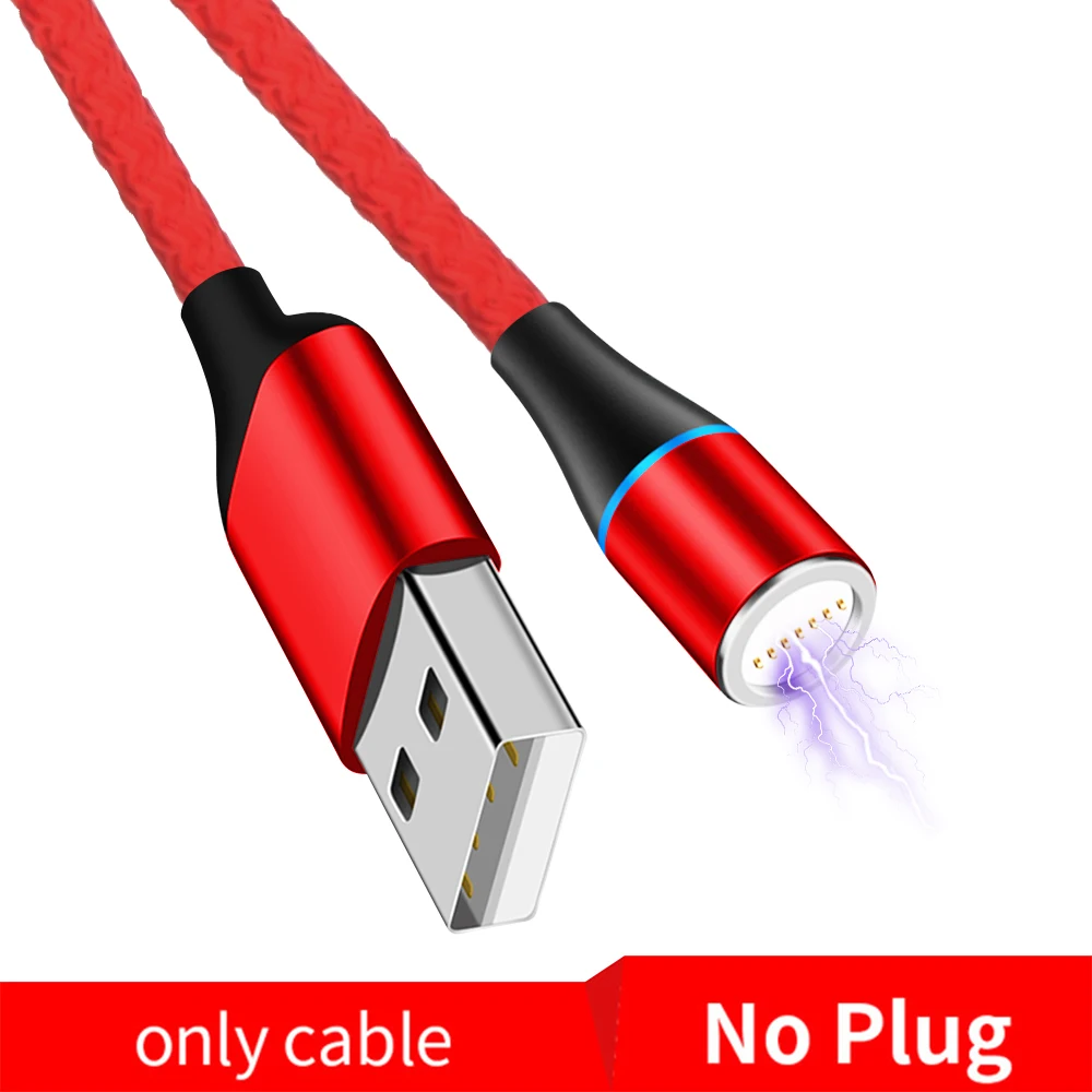 Магнитный кабель Micro USB, магнитный кабель для быстрой зарядки, 3 А, кабель usb type C, 1 м, провод для Android, для мобильного телефона, шнур для быстрой зарядки и передачи данных на телефонах - Цвет: Cable