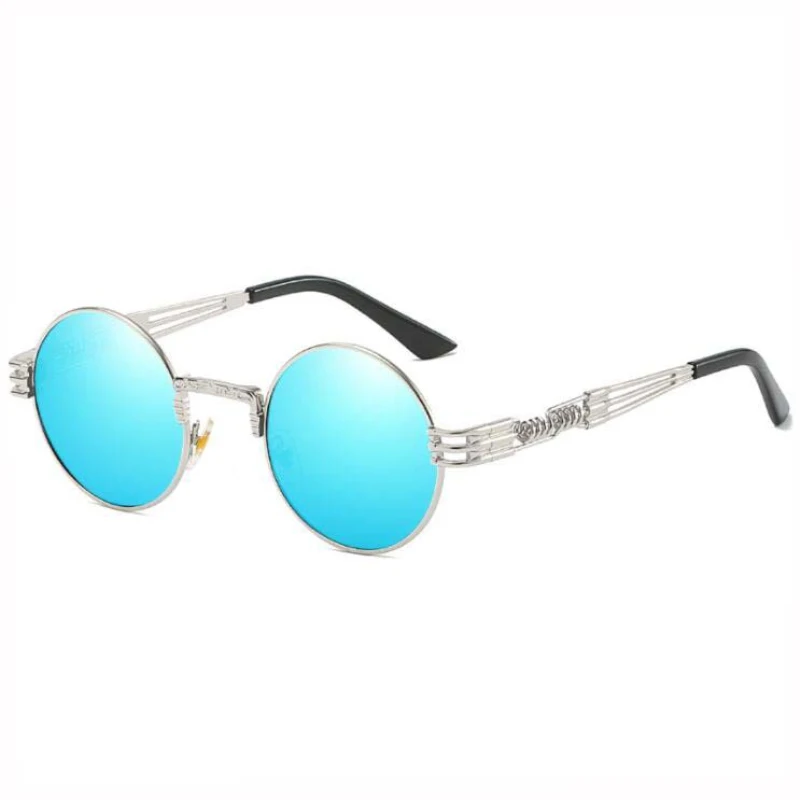 Rosscacx Ретро стимпанк Панк Sungalsses Мужская круглая оправа из сплава уличная солнцезащитные очки тени Gafas de Sol - Цвет линз: C5