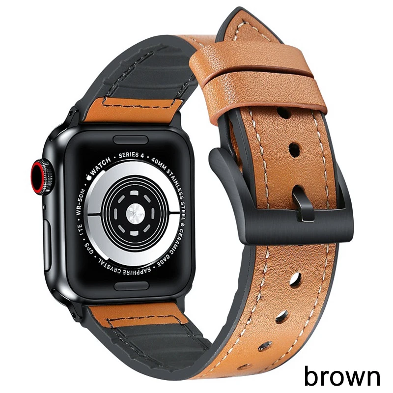 Кожаный и силиконовый ремешок для часов Apple Watch 42 мм 38 мм 44 мм 40 мм ремешок Iwatch полосы для Apple Watch серии 4/3/2/1