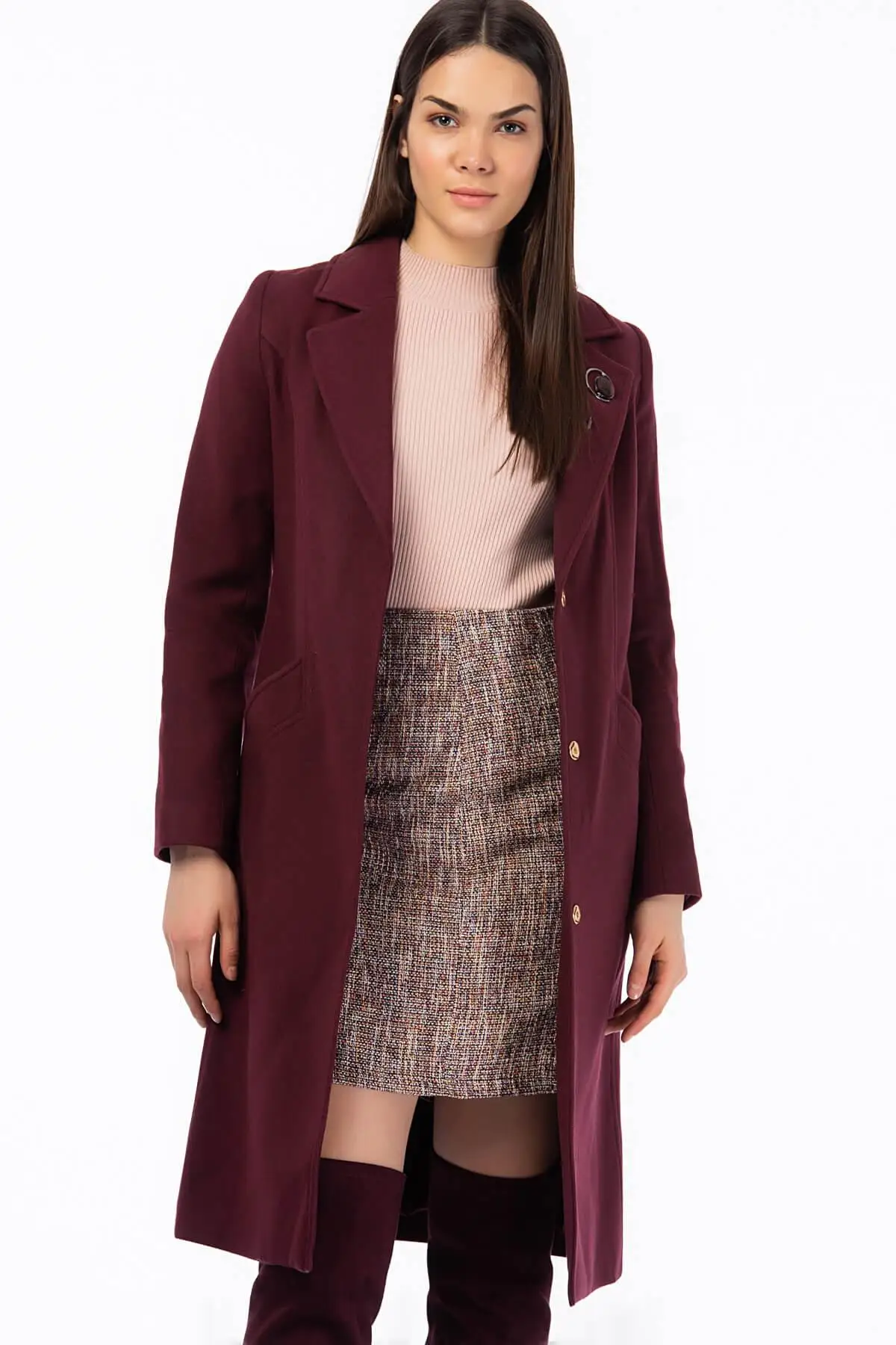 Dewberry женские бордовые Coat-1160001Z6508