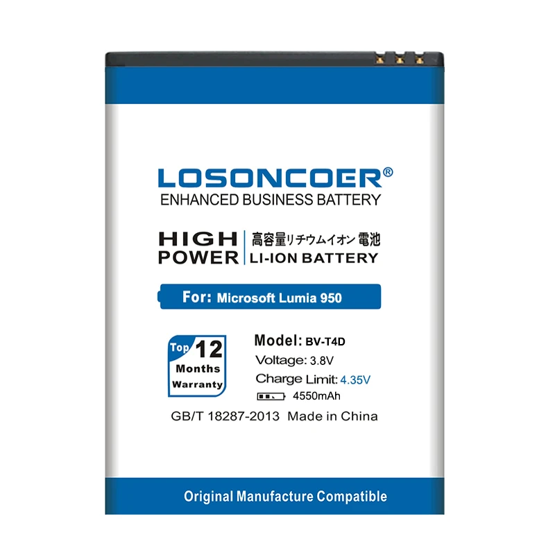 LOSONCOER 4550 мАч BV-T4D батарея для microsoft Nokia Lumia 950 XL CityMan 940 XL RM-1118 RM-1116 батарея