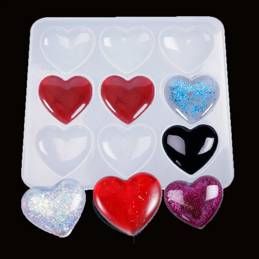 Molde con colgante de silicona de 9 corazones para hacer colgantes, collar de ágata, molde para joyería hecha a mano, Molde de resina, herramienta para manualidades