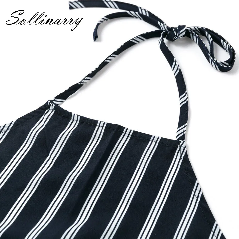 Sollinarry, полосатый женский комбинезон с лямкой через шею, модный, кружевной, длинный, бохо, одежда, комбинезоны,, летние, женские, повседневные, пляжные, сексуальные комбинезоны