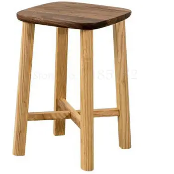 

Nordic bar solid wood high stools home small bench bar dining chair black walnut Japanese style shoe low stool