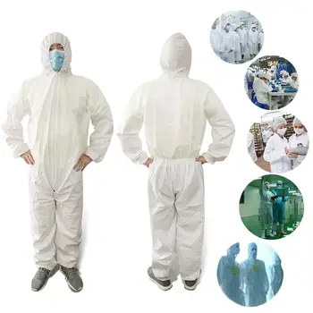 

Breathable Disposable Coveralls Isolation Suit Safety Protective Clothing Hooded Suit Dust-proof Coveralls For Height 170-180cm