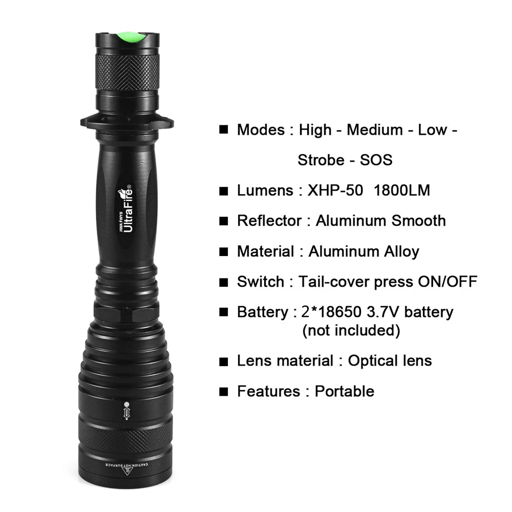 UltraFire UF-P55 XHP50 1800LM 5 Режим клип блики Телескопический Фокусировочный фонарик