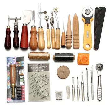 

1 Set Leather Craft Tools Punch Kit Stitching Carving Sewing Saddle Groover 13/14/20/37/40 Pcs TB Sale