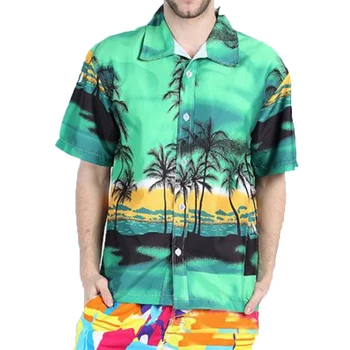 

Casual Men Short Sleeve Shirt Summer Hawaiian Male Tops Men Masculina Printed 2019 New Beachwear Shirts Plus Size M-5XL