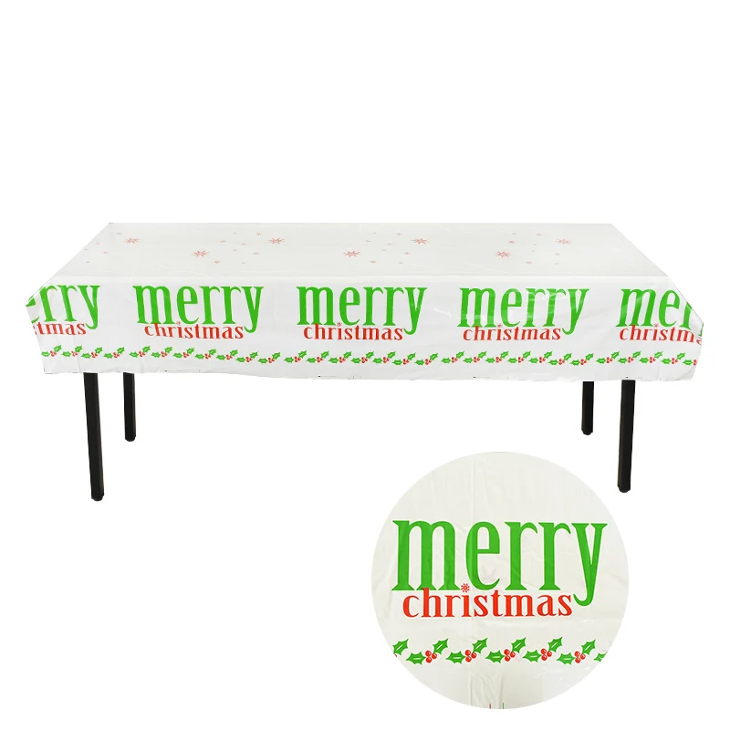 1pc tablecloth T03 НОВАЯ РОЖДЕСТВЕНСКАЯ скатерть с принтом, бумажные полотенца, креативная ПВХ скатерть, новогодняя Рождественская настольная одноразовая посуда, принадлежности - Цвет: 1pc tablecloth T03