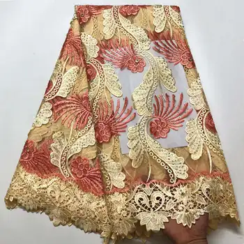 

Latest Nigerian Yellow Laces Fabrics High Quality african Laces Fabric for Wedding Dress French Tulle Lace with Stones CF004