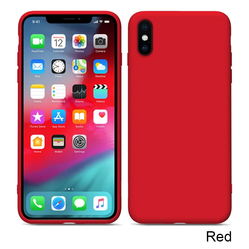 Подходит для IPhone различных моделей анти-падения все включено жидкий силиконовый чехол для мобильного телефона чистый цвет имеет индивидуальность - Цвет: red