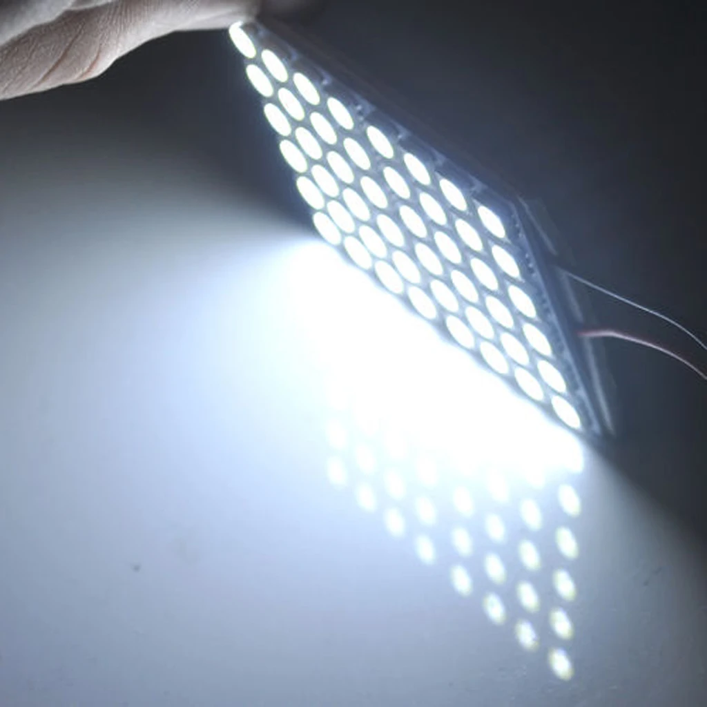 White Panel Light 48 SMD 5050 LED Interior Bulb T10 BA9S Adapter Dome Lamp