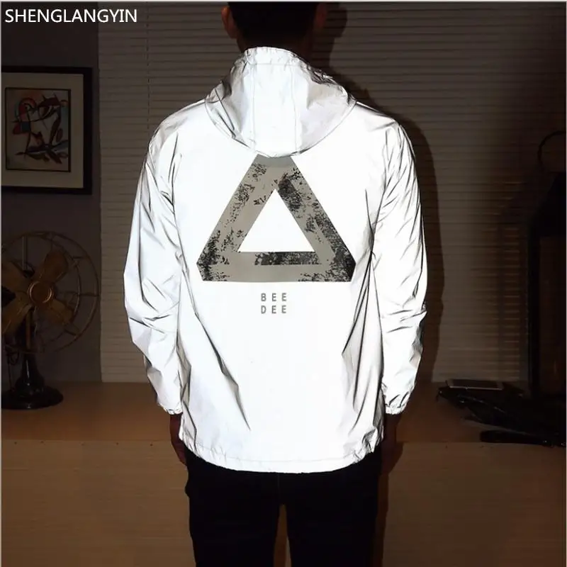 

5XL 4XL Men's 3M Full Reflective Jacket Light Hoodies Women Jackets Hip Hop Waterproof Windbreaker Hooded Streetwear Coats Man