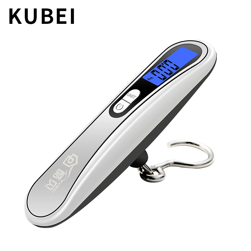 Серебристый Кухонные принадлежности KUBEI, портативные электронные весы, весы для багажа весом 50 кг, прецизионный крючок, товары для домашних животных, маленькие весы - Цвет: Серебристый