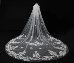 Wedding Veil 5 Meters Long Bridal Veils Flowers One-layer Ivory White Bride Wedding 2020 in Stock