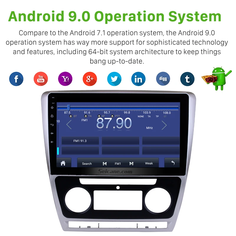 Seicane 10 1 дюймов Android 0 сенсорный экран GPS автомобильное радио для Skoda Octavia 2007 2008 2009 2010