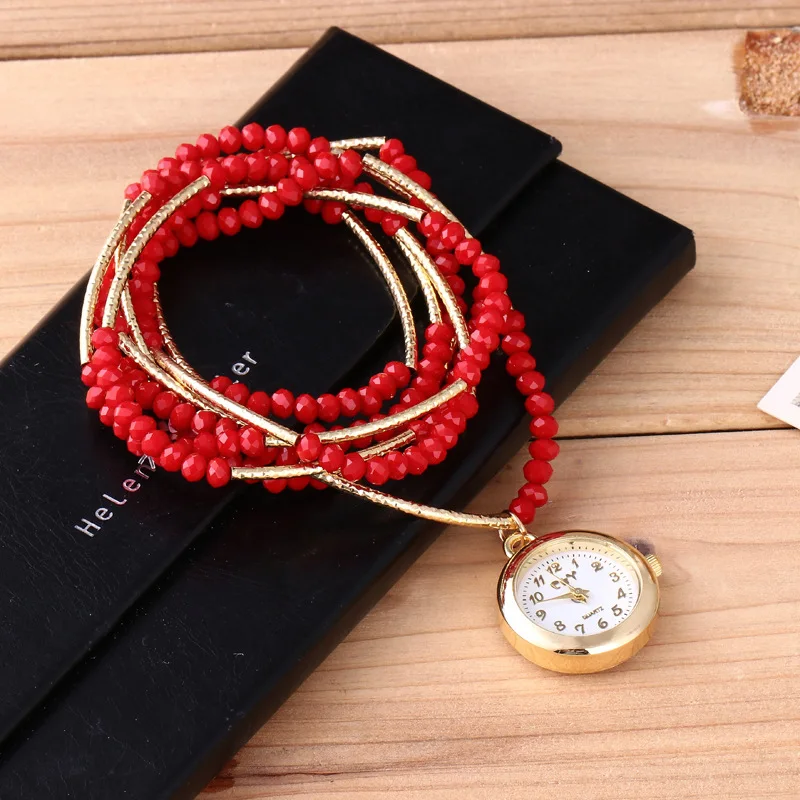 

Metal Delicacy Small Dial Casual Watch Decoration Cartoon Men's Women's Winding Watch Strap zhu lian biao Quartz Watch