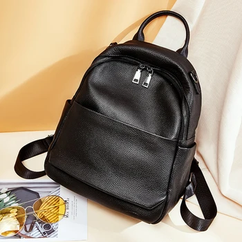 

Women Genuine Leather travel student schoolbag backpack notebook female backpack travel bag fashion ladies real leather