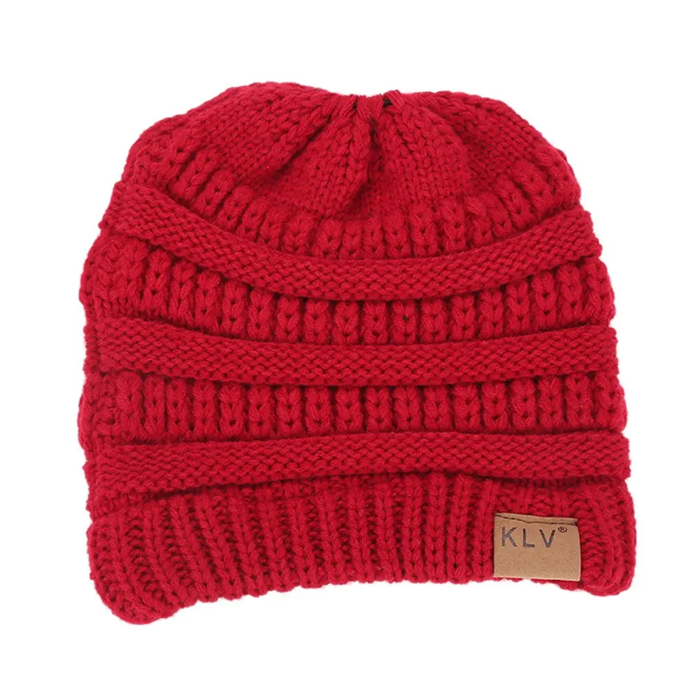 

Knit Ponytail Beanie Hat Soft Autumn And Winter Woolen Warm Cap Skullies Beanies Fashion Casual Stretch Knitted Hats Ladies