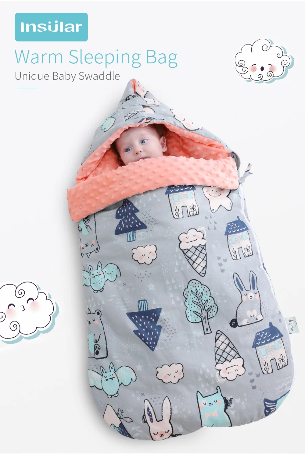 

Babies Sleepsack Cotton Baby Blanket Swaddling Wrap Newborn Baby Cocoon Swaddle Wrap Envelope Anti-shock Sleeping Bags