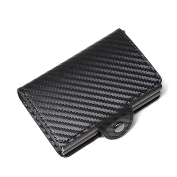 

2020 Men double Aluminum Leather Purse Credit Card Holder RFID Wallet Automatic pop up Anti-theft Business 12 ID Cardholder