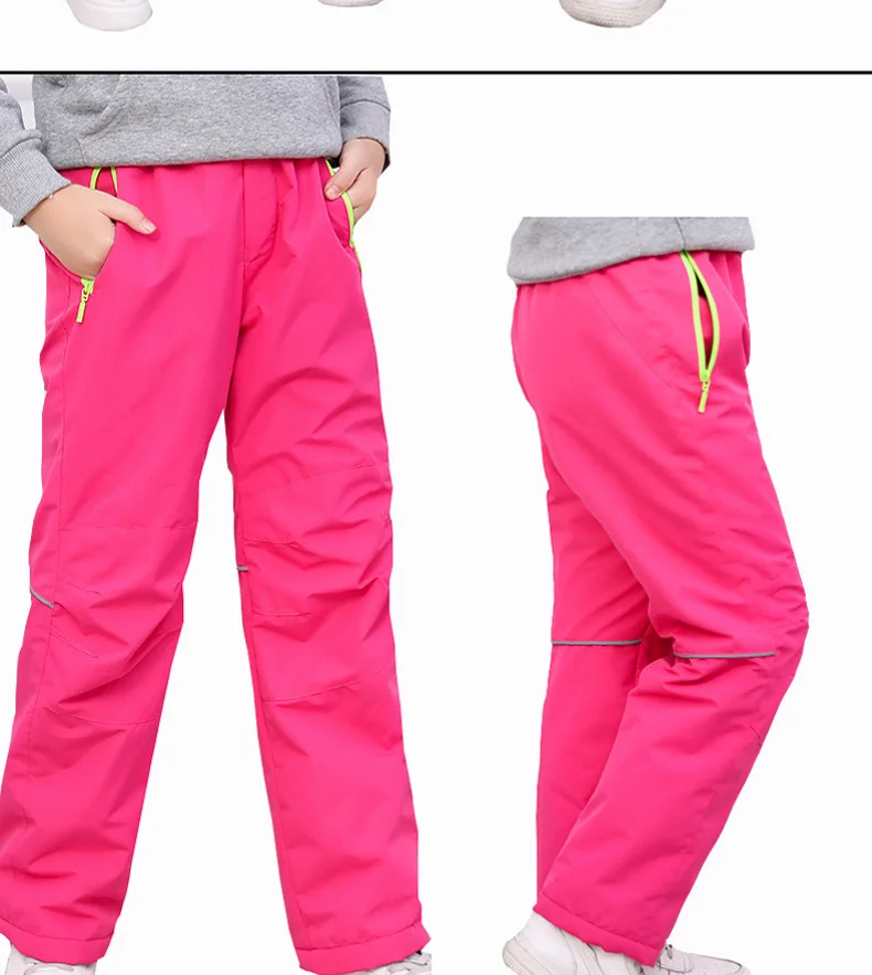 Детские лыжные штаны для девочек и мальчиков; ветрозащитные водонепроницаемые теплые зимние брюки; Детские брендовые зимние лыжные и Сноубордические штаны