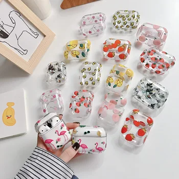 

Cute Fruits Case for Airpods 2 Clear Avocado Cherry Peach Stawberry Transparent PC Hard Cover for Airpods Pro Air Pods Cases Bag